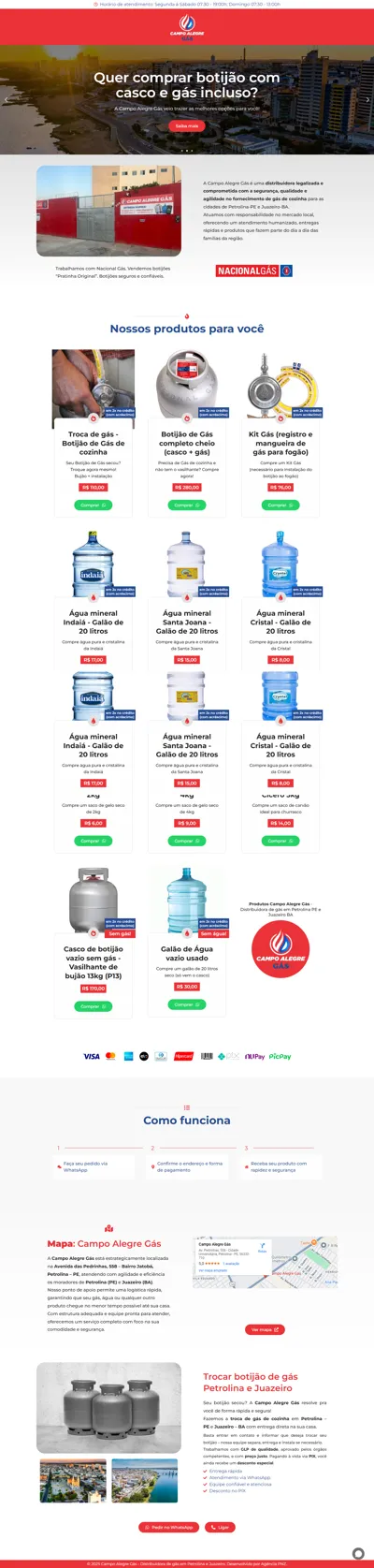 Landing Page Campo Alegre Gás página inicial