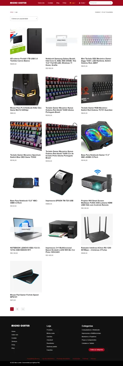 Loja Micro Center página inicial
