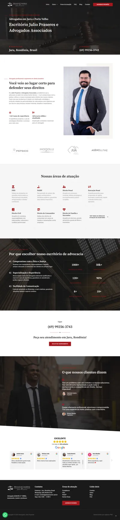 Site Advogado Julio Praseres página inicial
