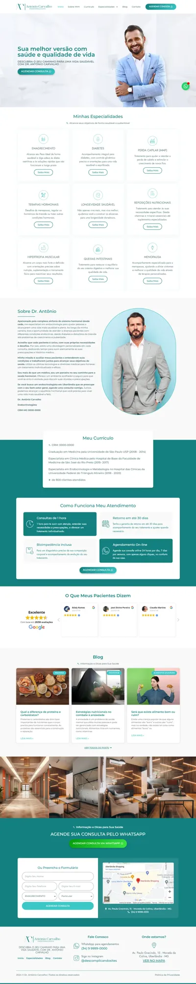 Site Antonio Médico Endocrinologista página inicial